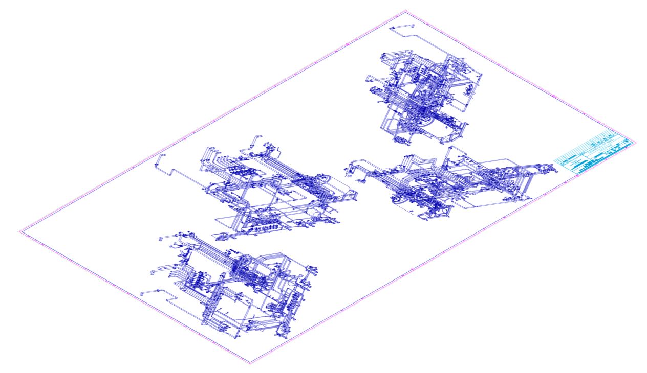 2D-Plan des tuyauteries skid de fabrication cosmetique