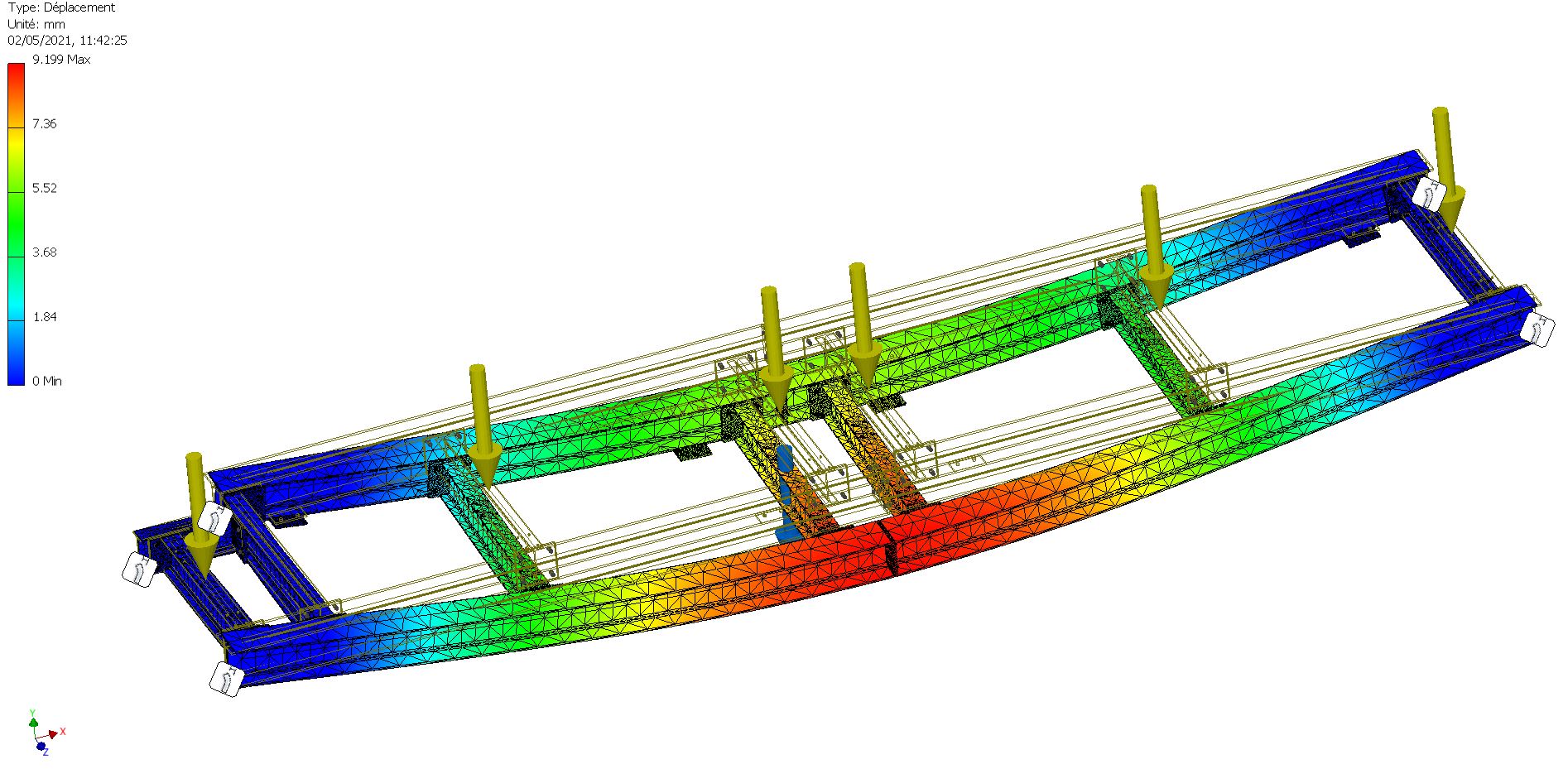 Simulation mécanique d'un chassis en acier inoxydable de balance