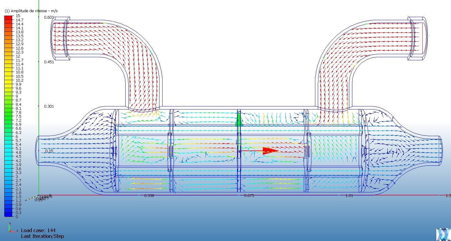 Vue en plan des flux sur uen bouche de soufflage.