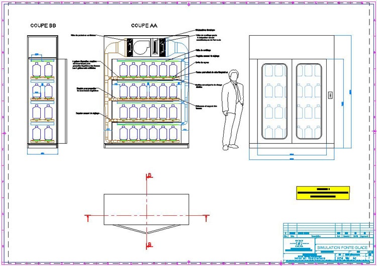 Conception/Simulation/Réalisation de l'étude conceptuelle d'une armoire pour un temps de décongélation uniforme des flacons.